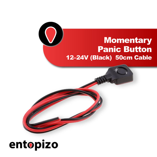 Panikknopf für kurzzeitige Betätigung, 12–24 V (schwarz) – 50 cm Kabel